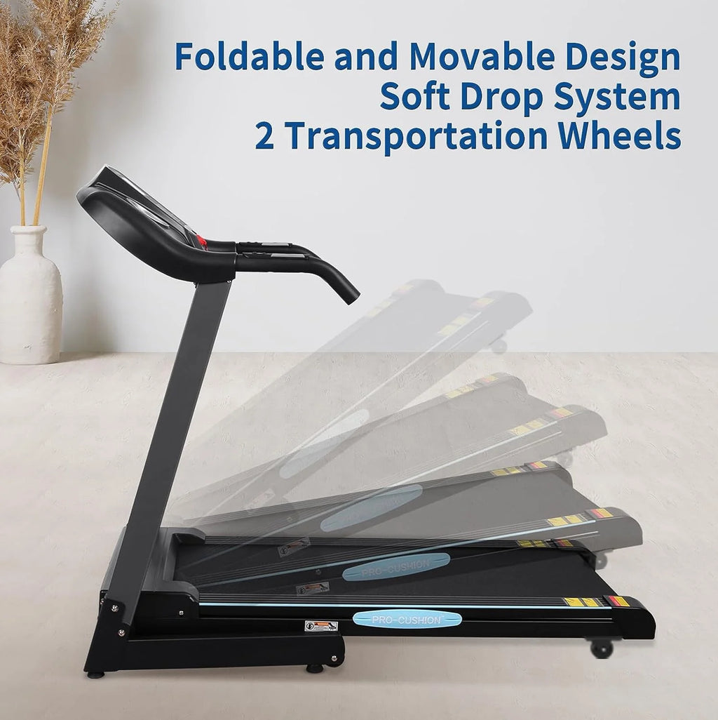 12Level Treadmill Auto Incline 2.5HP Folding Treadmill for Home with LCD Monitor 220Lbs 8.5 Mph Speed Range
