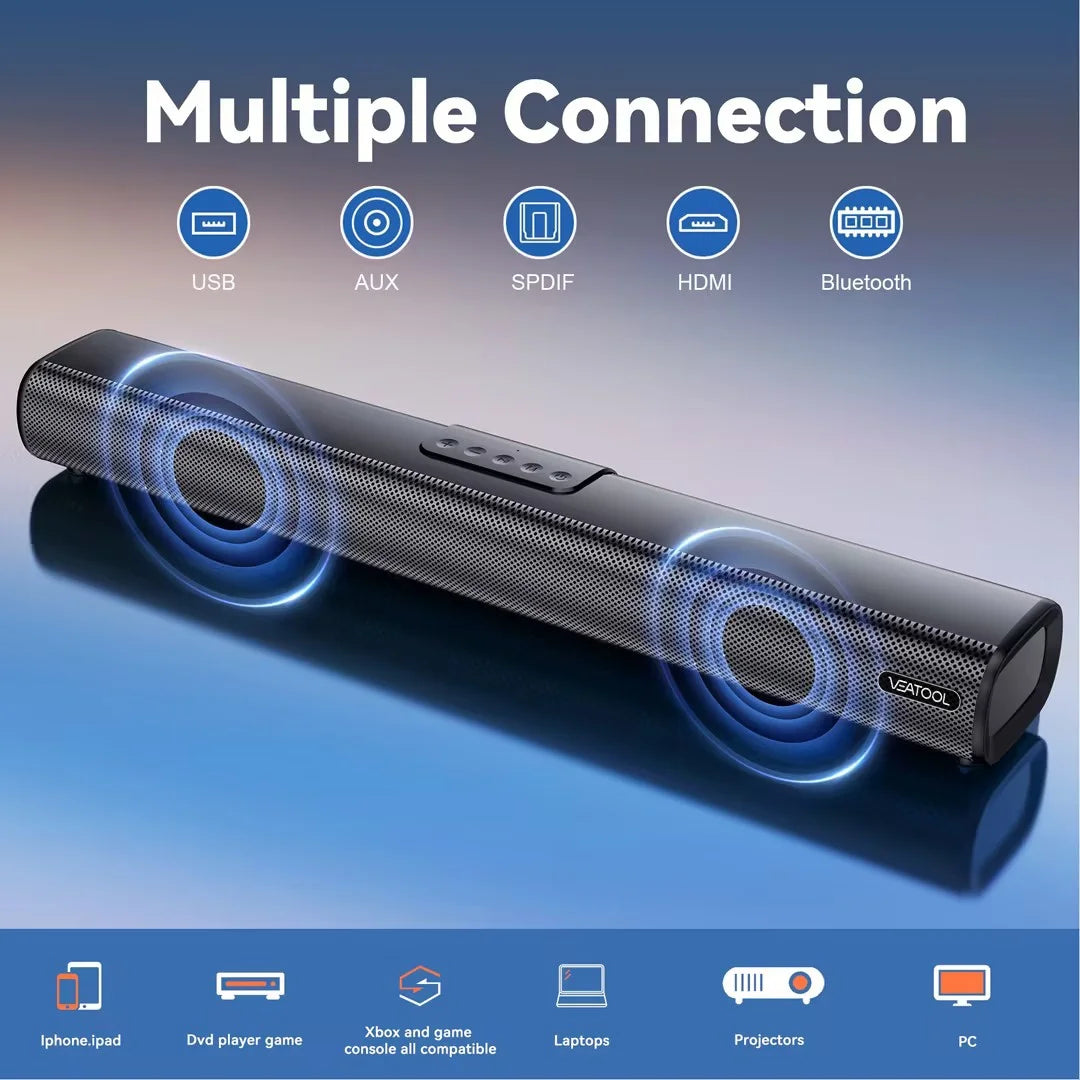 Sound Bars for TV, 3D Surround Sound System TV Sound Bar, 2.1 Ch Home Theater Audio with Built-In Subwoofer,50W TV Speakers | HDMI ARC, Bluetooth, Optical, RCA, USB & AUX Wall Mountable