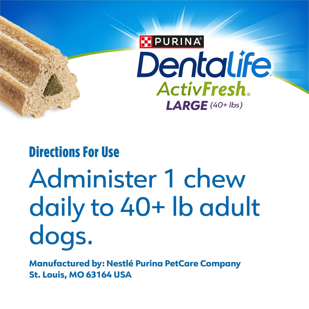 Purina  Activfresh Chicken Flavor Large Breed Adult Dog Dental Chews – 24.1 Oz Pouch (21 Ct)