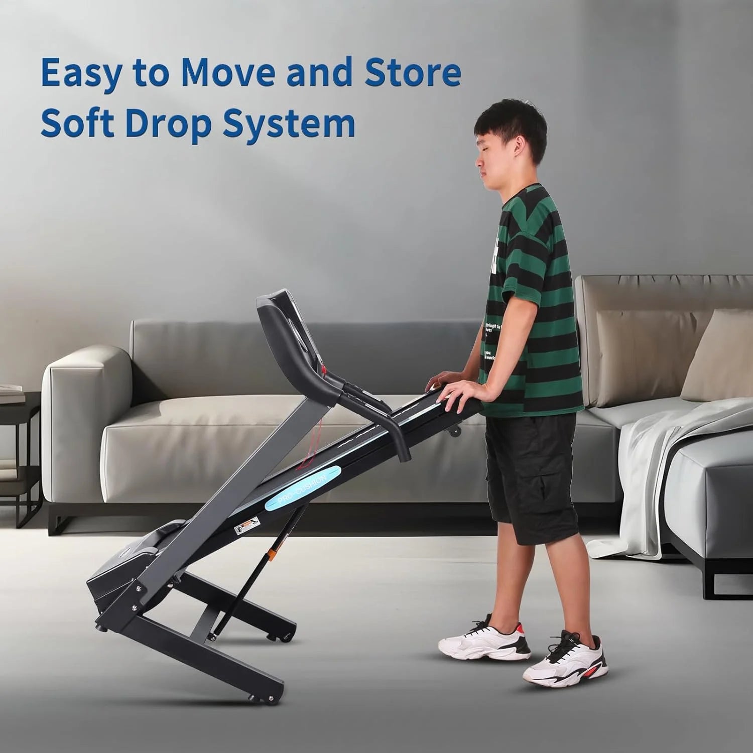 12Level Treadmill Auto Incline 2.5HP Folding Treadmill for Home with LCD Monitor 220Lbs 8.5 Mph Speed Range